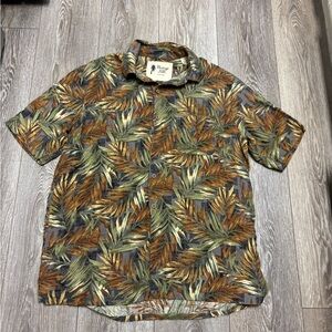 Vintage silk Men's Tropical Leaf Print Shirt